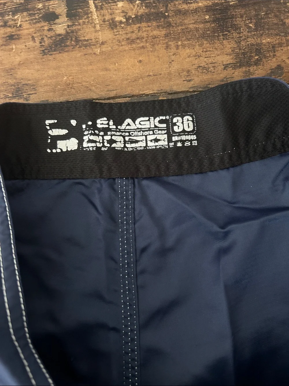 Pelagic Men's Navy Blue Swim Board Shorts with White Stitching 36